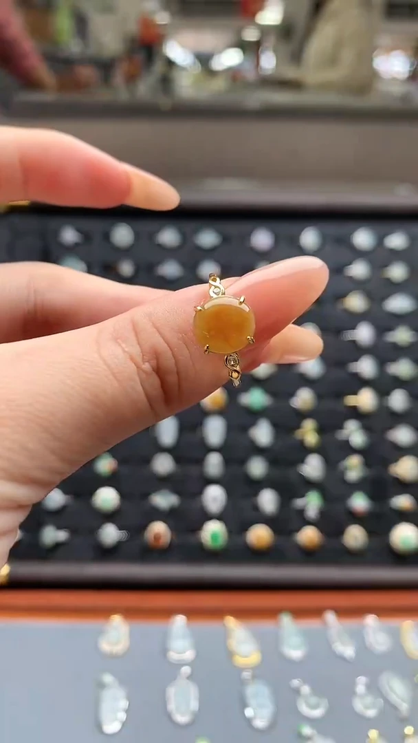 银S925镶嵌戒指翡翠天然缅甸翡翠A货