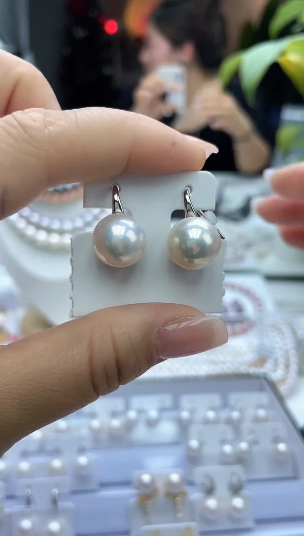 未镶嵌耳饰淡水珍珠12mm+白珠高跟鞋(多样性发一）