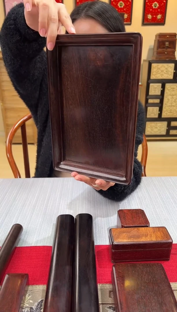 紫檀木类成套家具独板文盘  茶盘