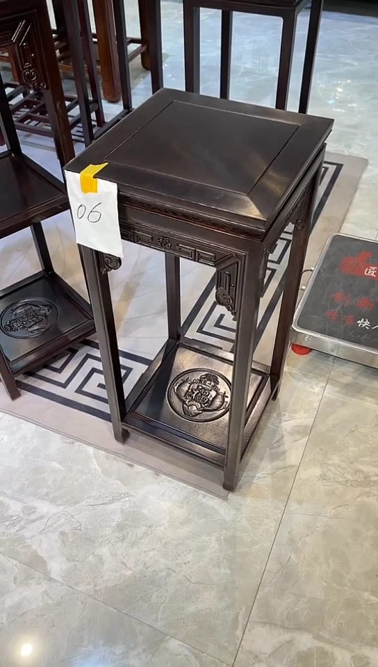 【闪购商品】花梨木类成套家具黑檀色福字花架35*35*80