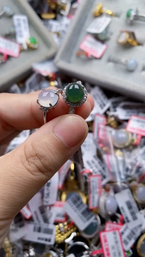翡翠戒指银S925镶嵌3333-*--1