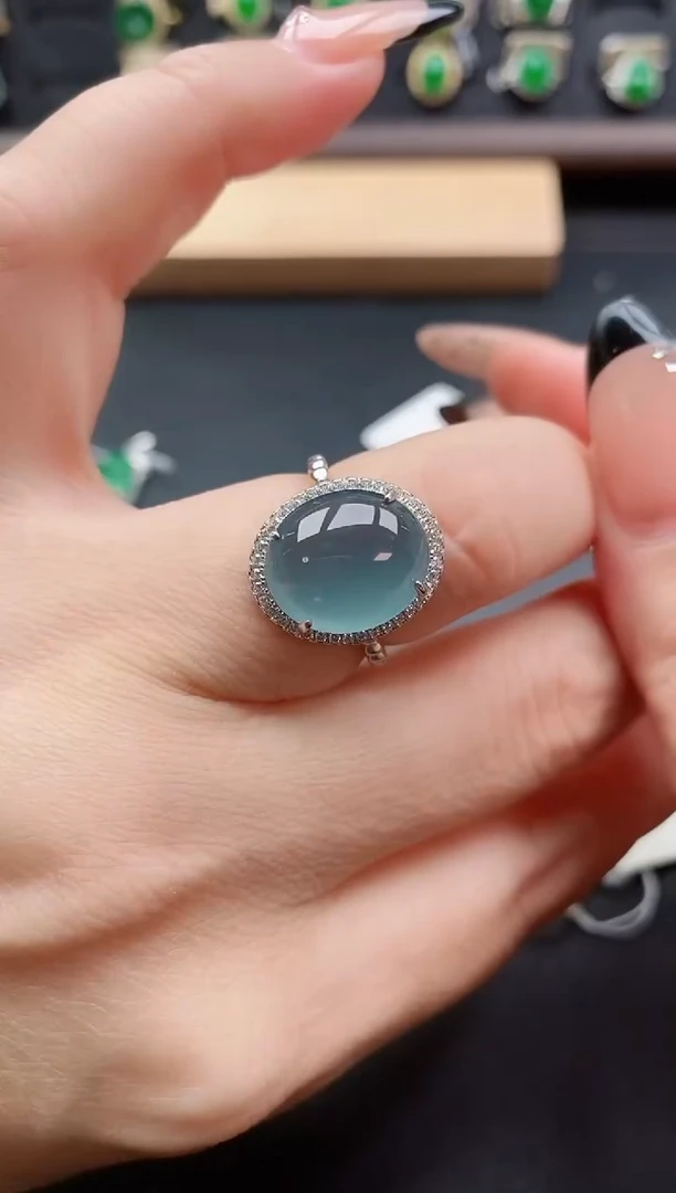银S925镶嵌戒指翡翠1