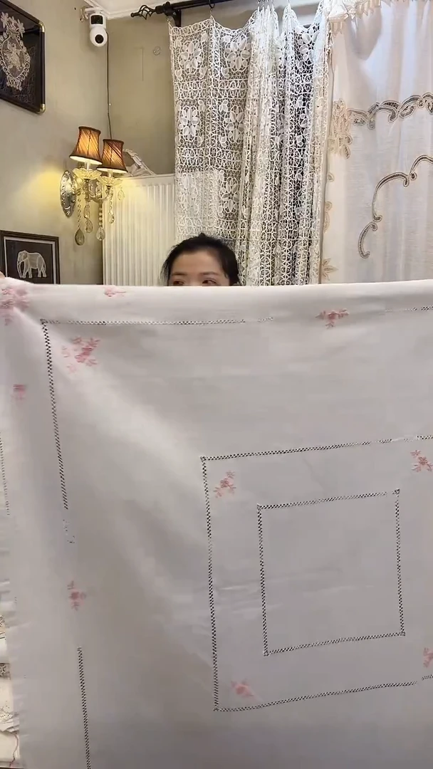 亚麻白色130cm十字麻桌布搭盖巾