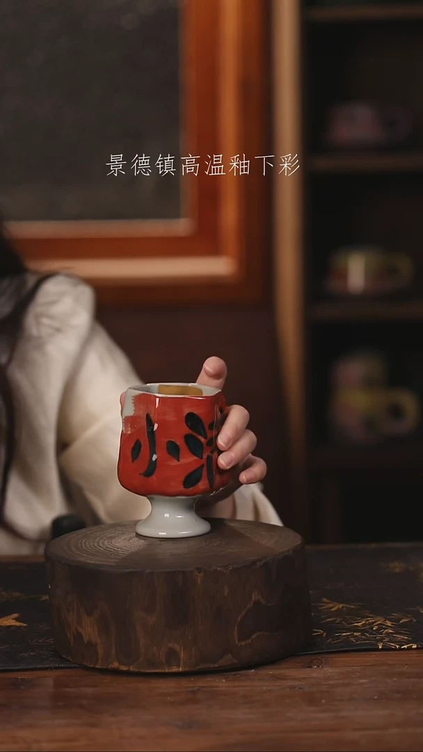陶瓷景德镇高温釉下手绘陶瓷@L014@