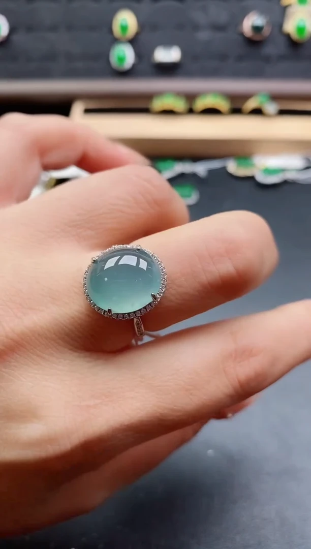 银S925镶嵌戒指翡翠1