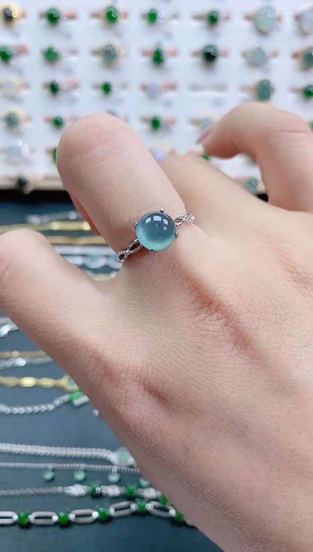 银S925镶嵌戒指翡翠天然翡翠