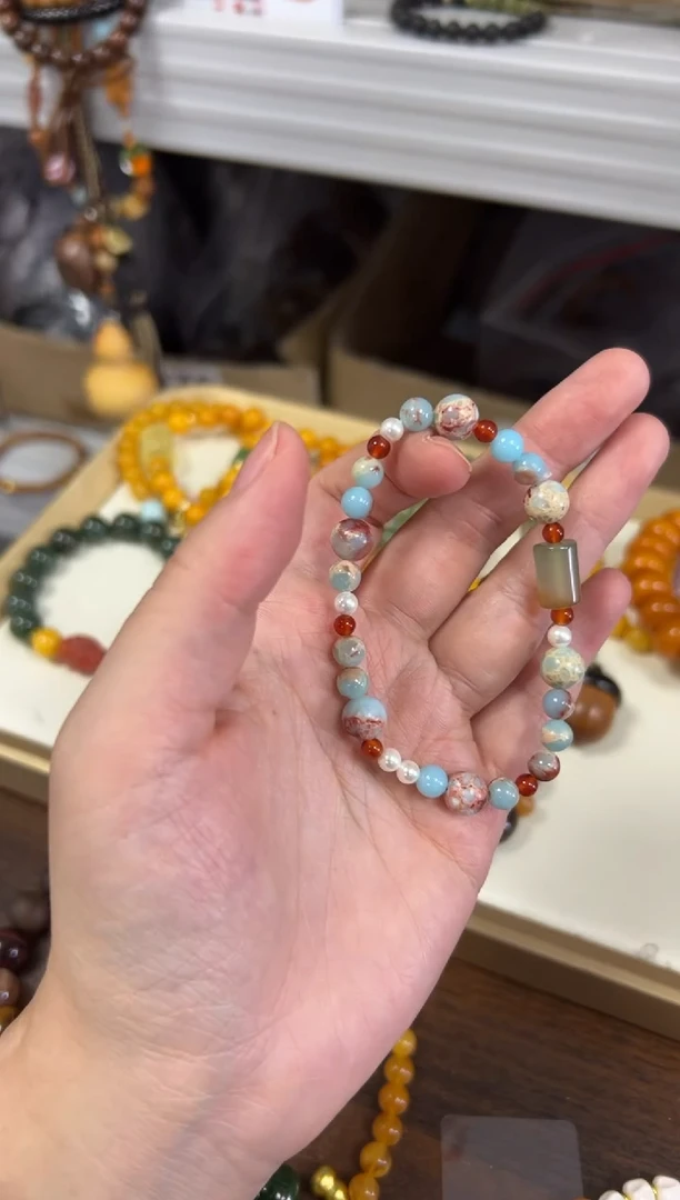 玛瑙/玉髓手链未镶嵌天然寿山石玛瑙款手链[1238]