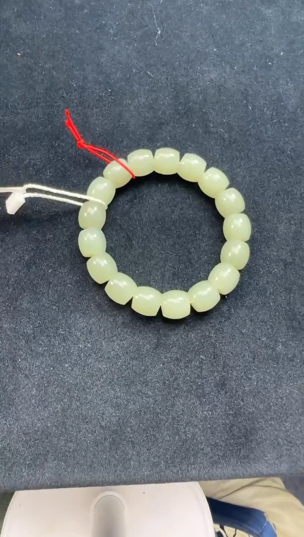 未镶嵌手串和田玉且末近矿青白玉卡12老型手串