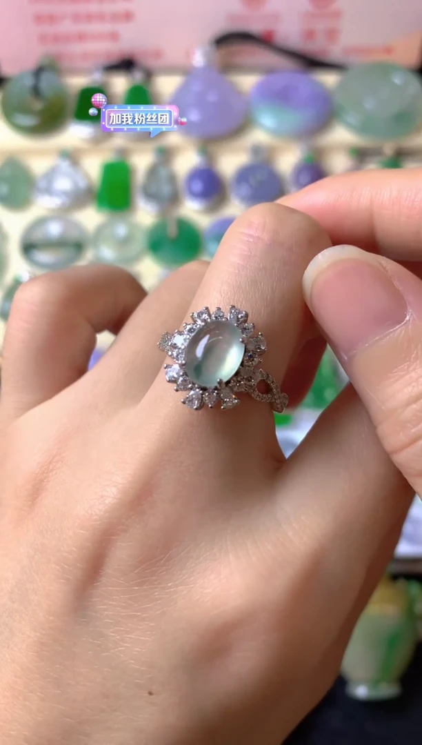 银S925镶嵌戒指翡翠樱*戒指