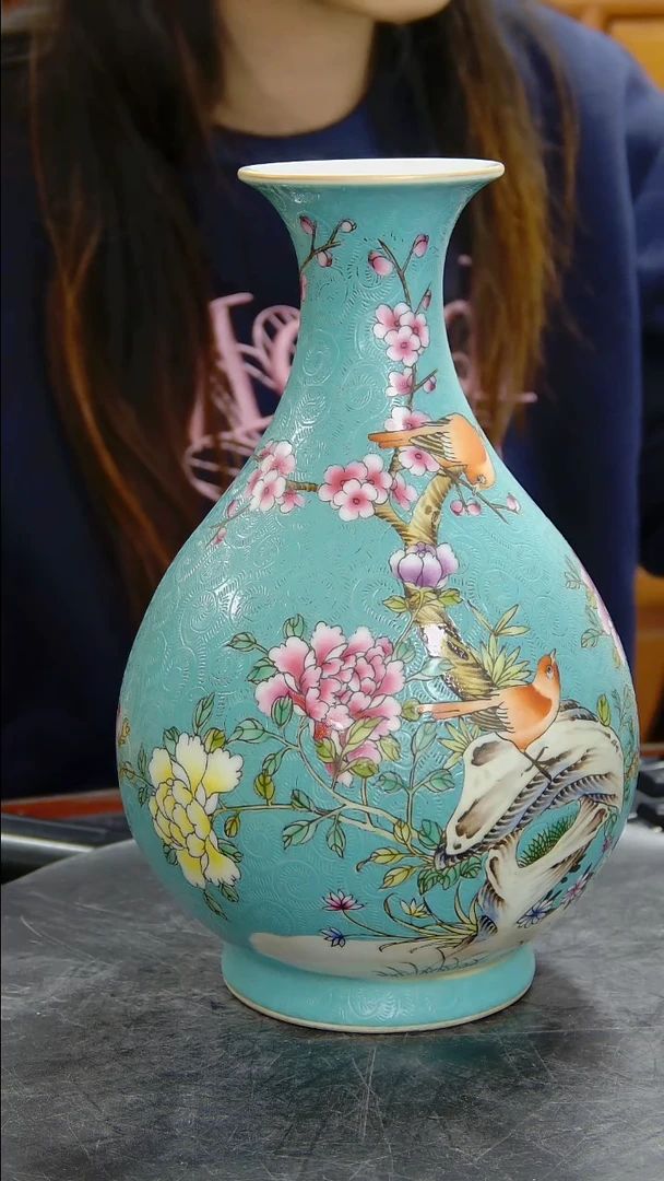 瓶粉彩花卉纹玉壶春瓶#B0034#