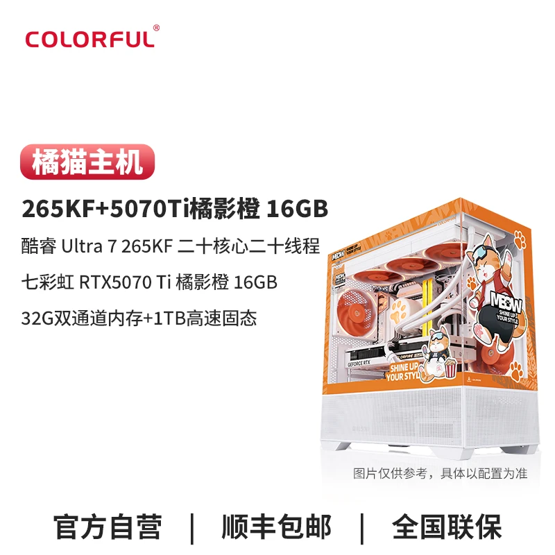 七彩虹diy主机265kF+5070ti橘猫三角洲高帧台式整机电脑组装机