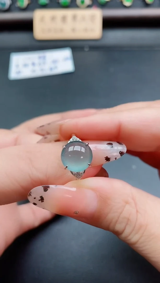 银S925镶嵌戒指翡翠1