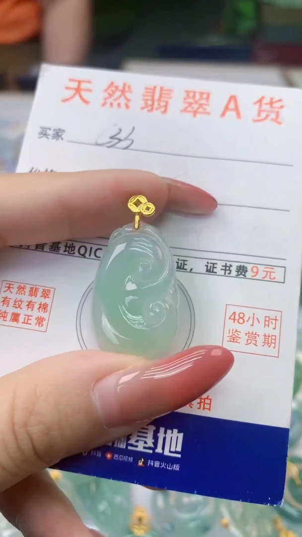 颈饰银S925镶嵌翡翠天然A货翡翠挂件