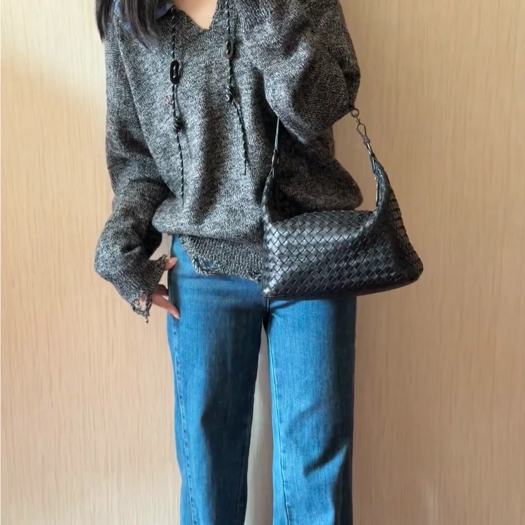 【遛狗包】2025新款编织拉链开合单肩手提包女款