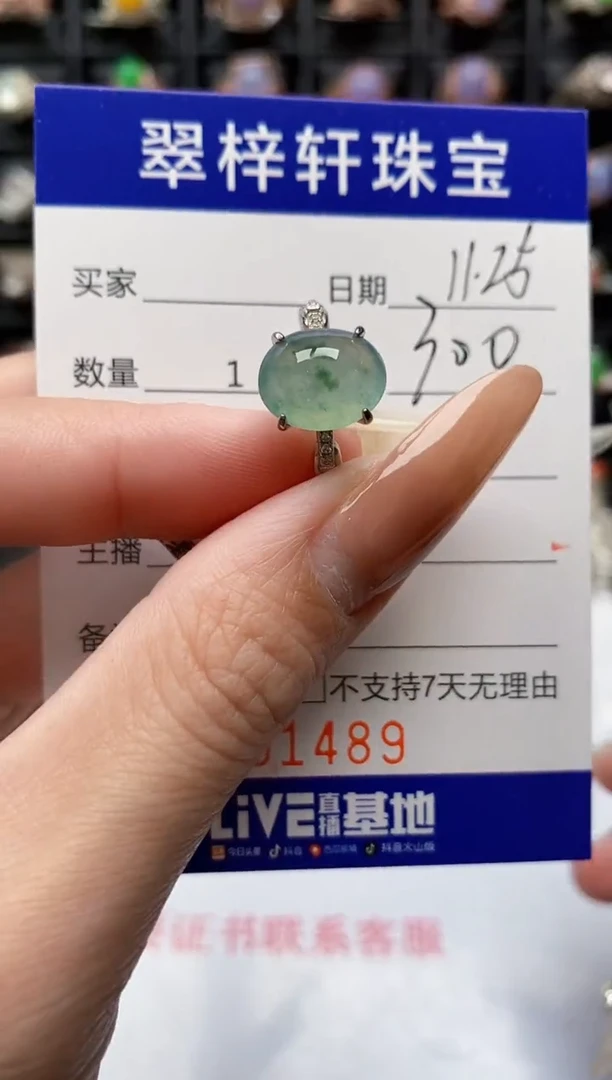 银S925镶嵌戒指翡翠1489