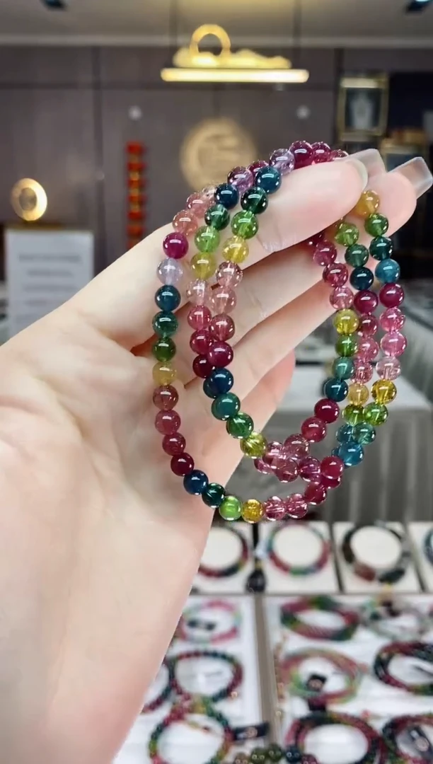 【闪购商品】碧玺三圈手串5mm+未镶嵌一物一证dan