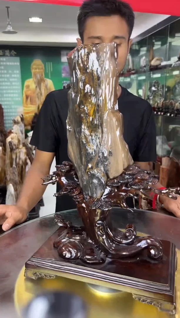 缅甸天然树化玉摆件