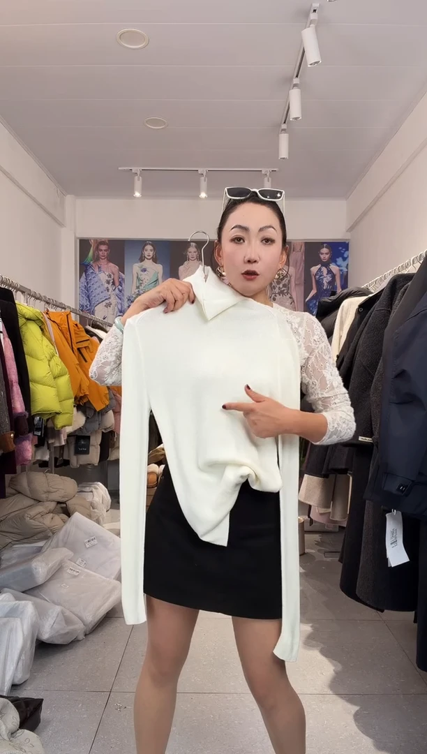 绵羊毛内搭开衫极简风-下单备注颜色-黑白双色