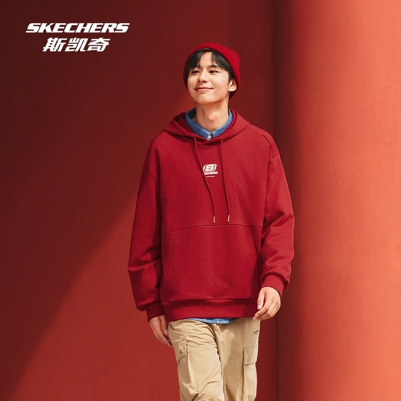 斯凯奇新年款男女同款连帽针织卫衣L125U044 DB