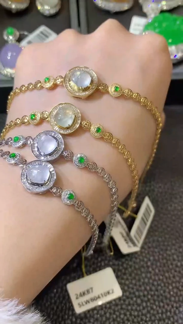 【闪购商品】翡翠手链18K金镶嵌D79多样性发一件