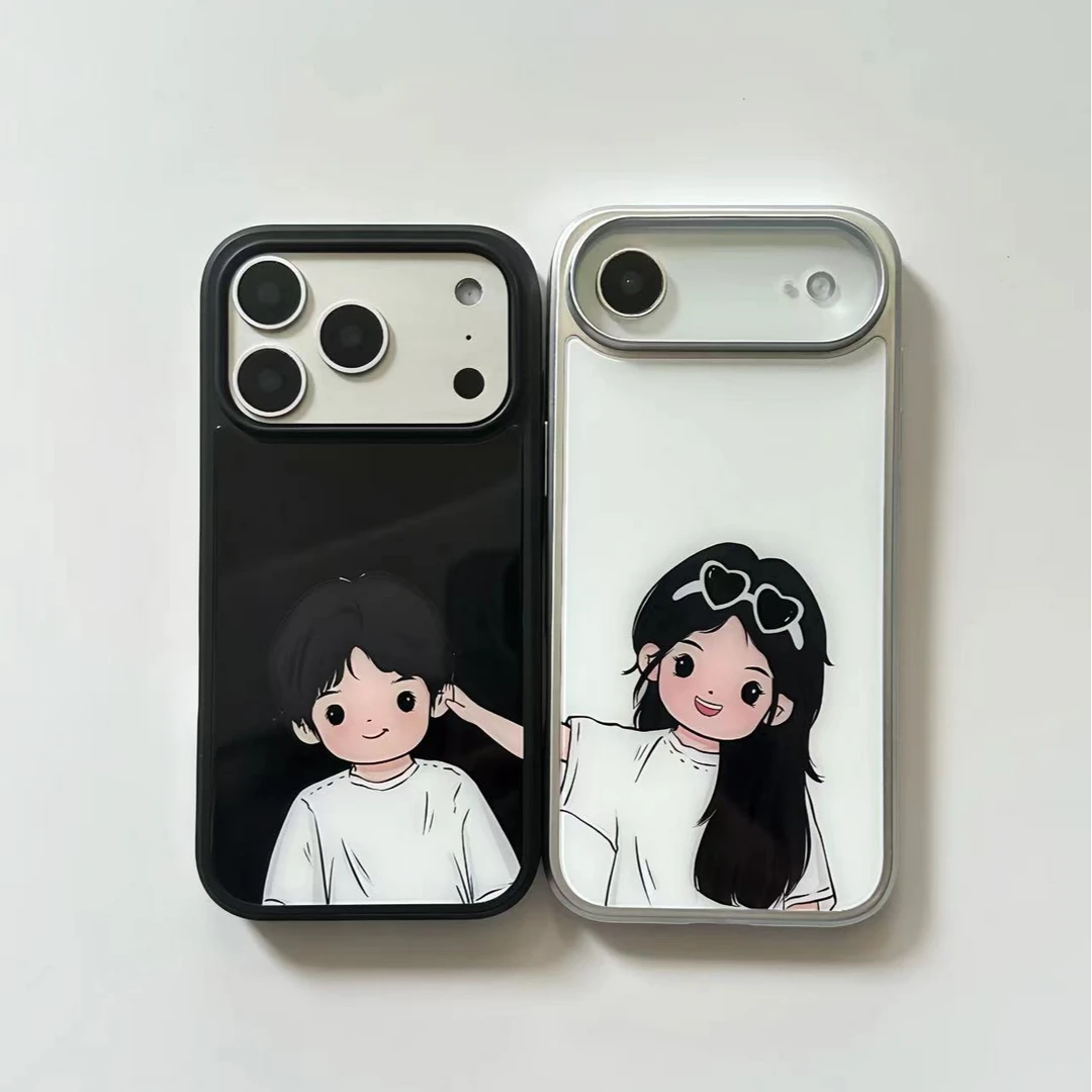 银边玻璃情侣款简约风格适用iPhone17promax手机壳苹果16/1514