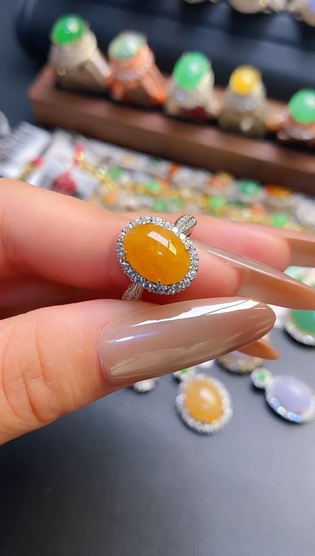 银S925镶嵌戒指翡翠天然