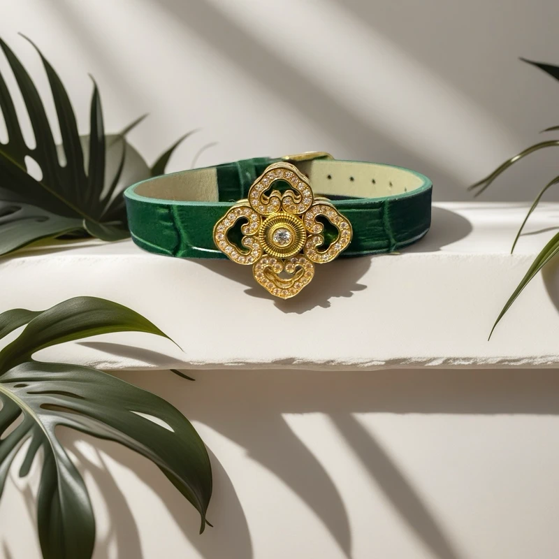 【媛媛专属】18k金幸运四叶百搭手环 卡约22.4mm