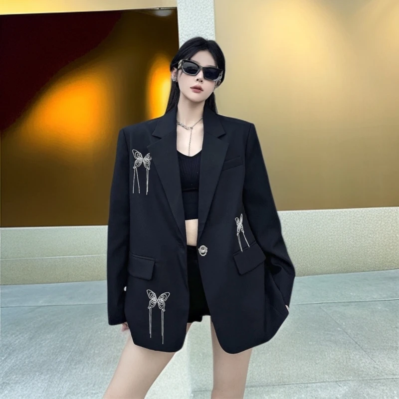 老钱风松弛感女装贵气黑色西装外套女洋气休闲百搭秋季气质小西服