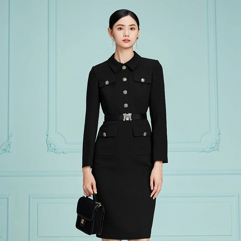 新款显瘦气质修身名媛连衣裙~MOFD01WOP030B11/zb小裙子秋冬