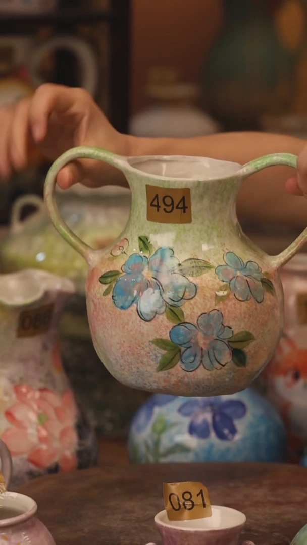陶瓷494景德镇设计师手作花器摆件侘寂风