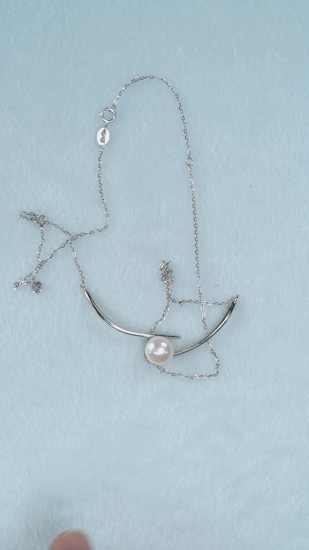 银S925镶嵌项链淡水珍珠珍珠项链