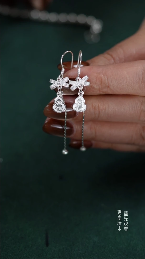 珐琅足银新款葫芦耳环