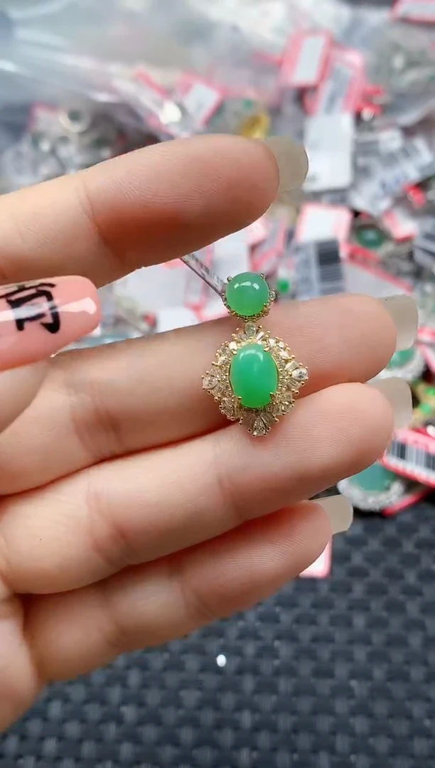 银S925镶嵌戒指翡翠天然A货缅甸翡翠