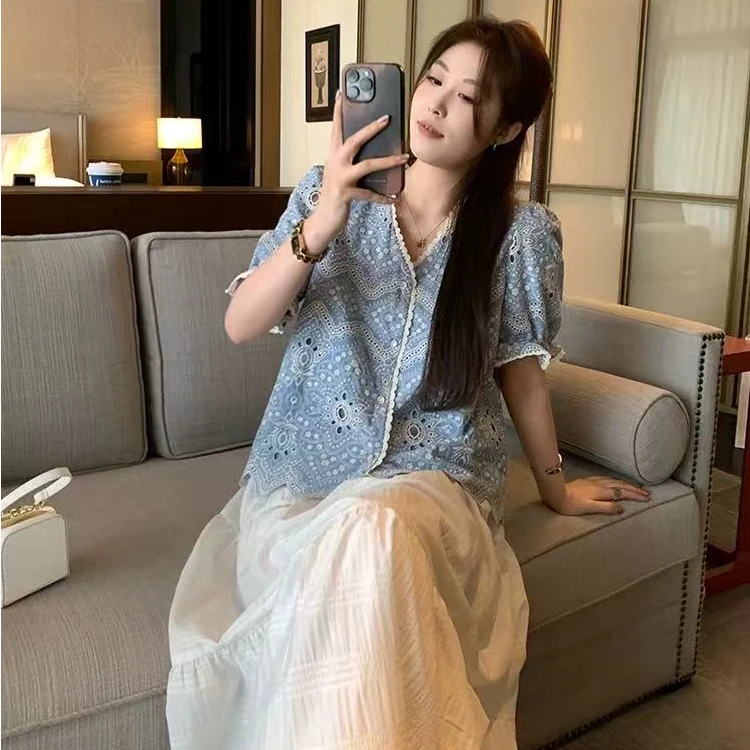 【反季现货-NAZ瑶瑶微胖高端定制】重工蕾丝刺绣法式上衣