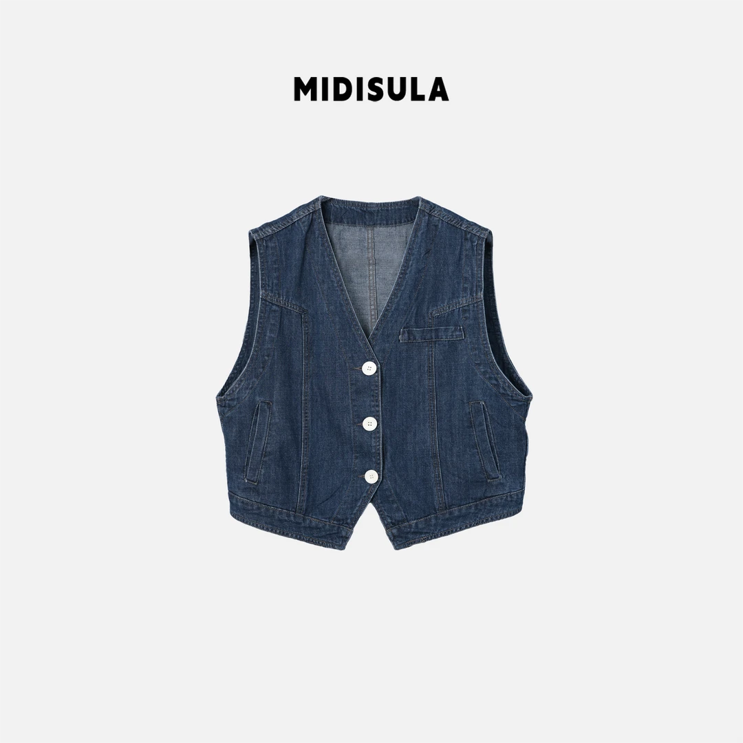 MDSL·新款时尚洋气轻奢简约水洗牛仔马夹#1275