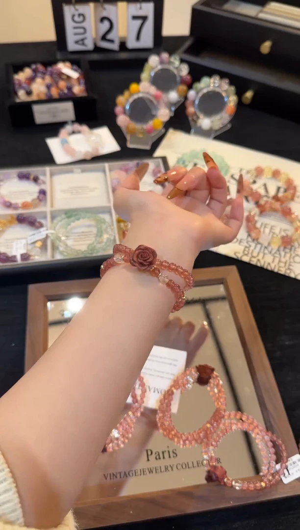 合金手链水晶草莓晶双股手链x3006