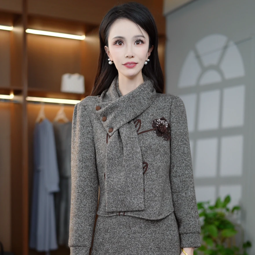 2025秋冬爆款修身减龄洋气时尚百搭女装两件套套装M-4XL