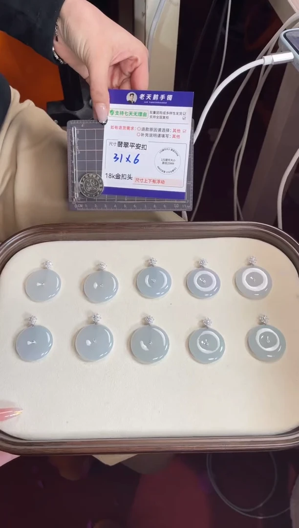 18K金镶嵌挂件翡翠【老吴推荐】翡翠平安扣FL19/多样性发其一CP配链