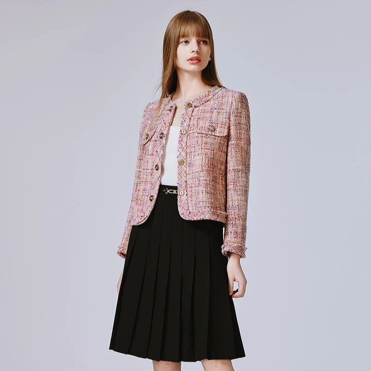 LIMEFLARE/莱茵福莱尔【专柜同款】甜美优雅浪漫文雅粗花呢小香外套