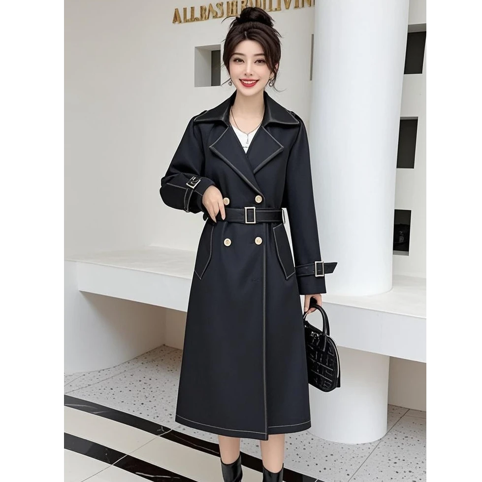 2025春季新款时尚百搭小个子显瘦英伦风风衣外套6005