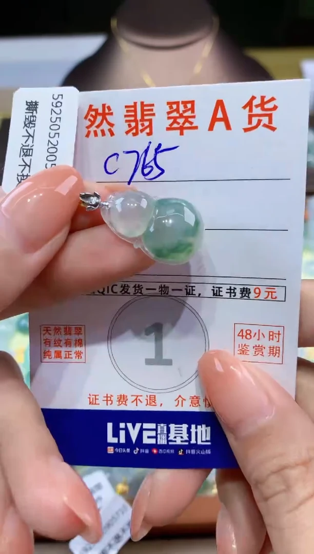 翡翠18K金镶嵌颈饰 天然缅甸a货翡翠