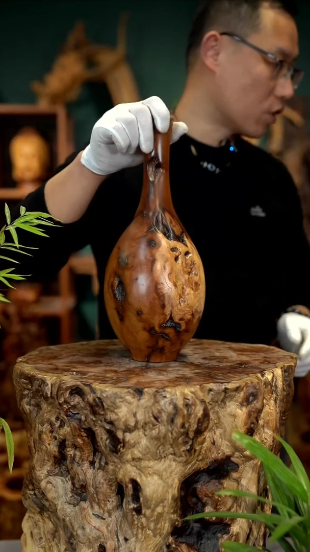 木雷击枣木富贵瓶