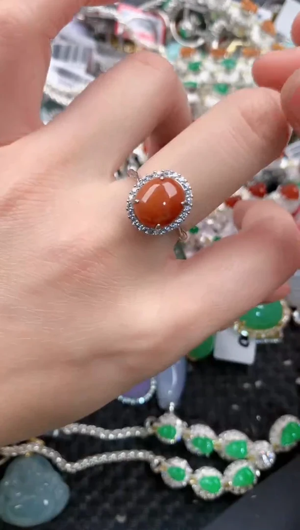 银S925镶嵌戒指翡翠1313---5