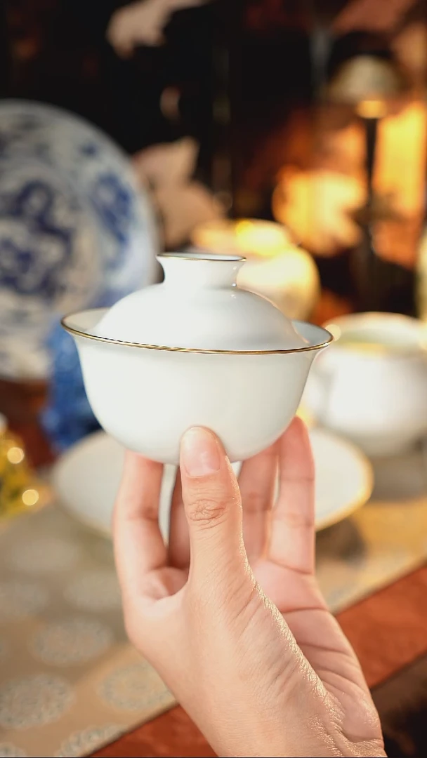 摆件如**河瓷器瓷器瓷器盖碗+壶承