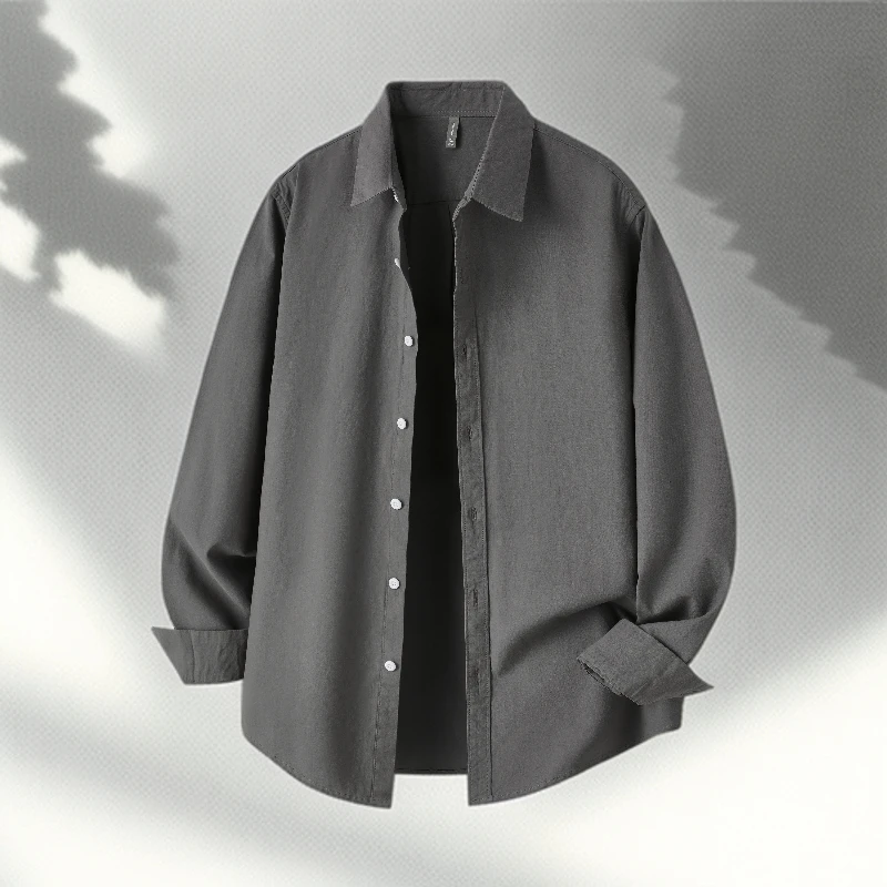 轻奢高档潮流简约纯色轻商务男女款纯棉衬衫日系复古风春秋款衬衣