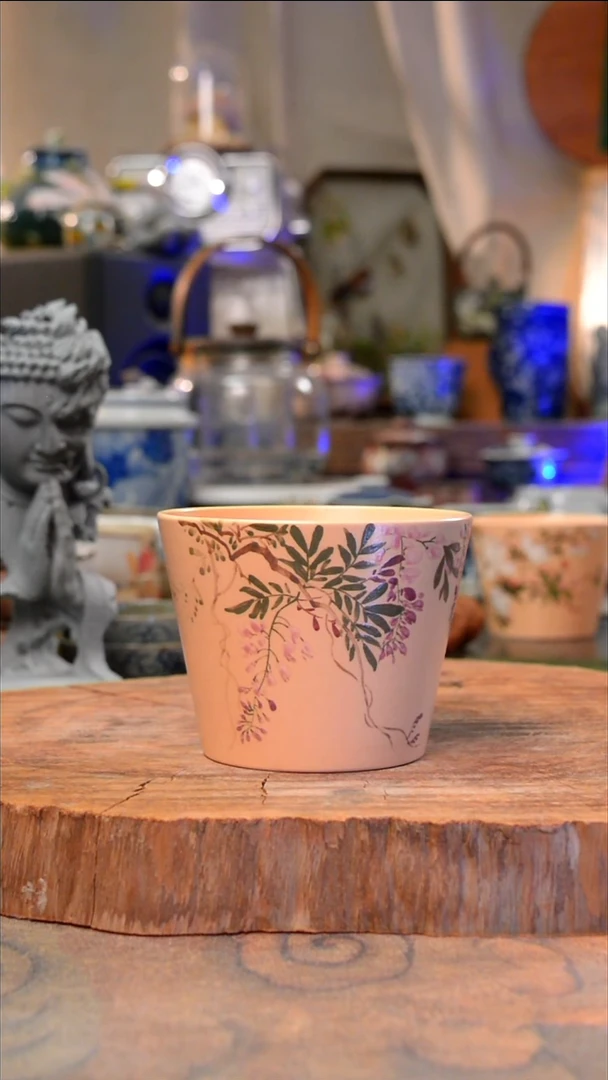 杯子紫藤花手工手绘手工手绘