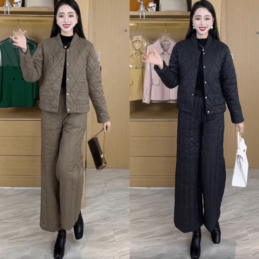 棉服套装女2025冬季新款时尚爆款减龄阔腿裤妈妈洋气保暖两件套潮