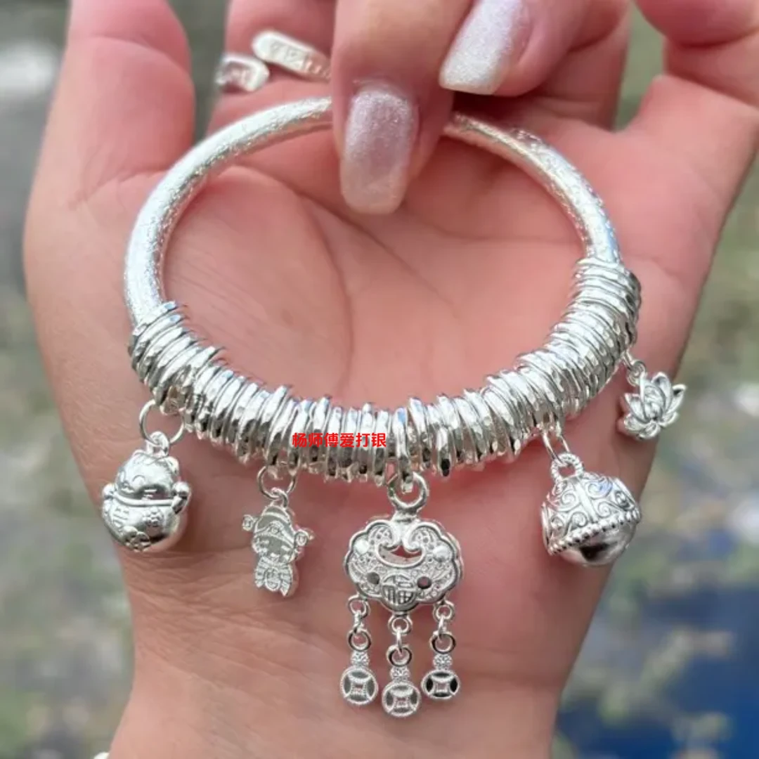 高定手工足9999福锁盘缠手镯原创设计复古手工甜美风女款圈口