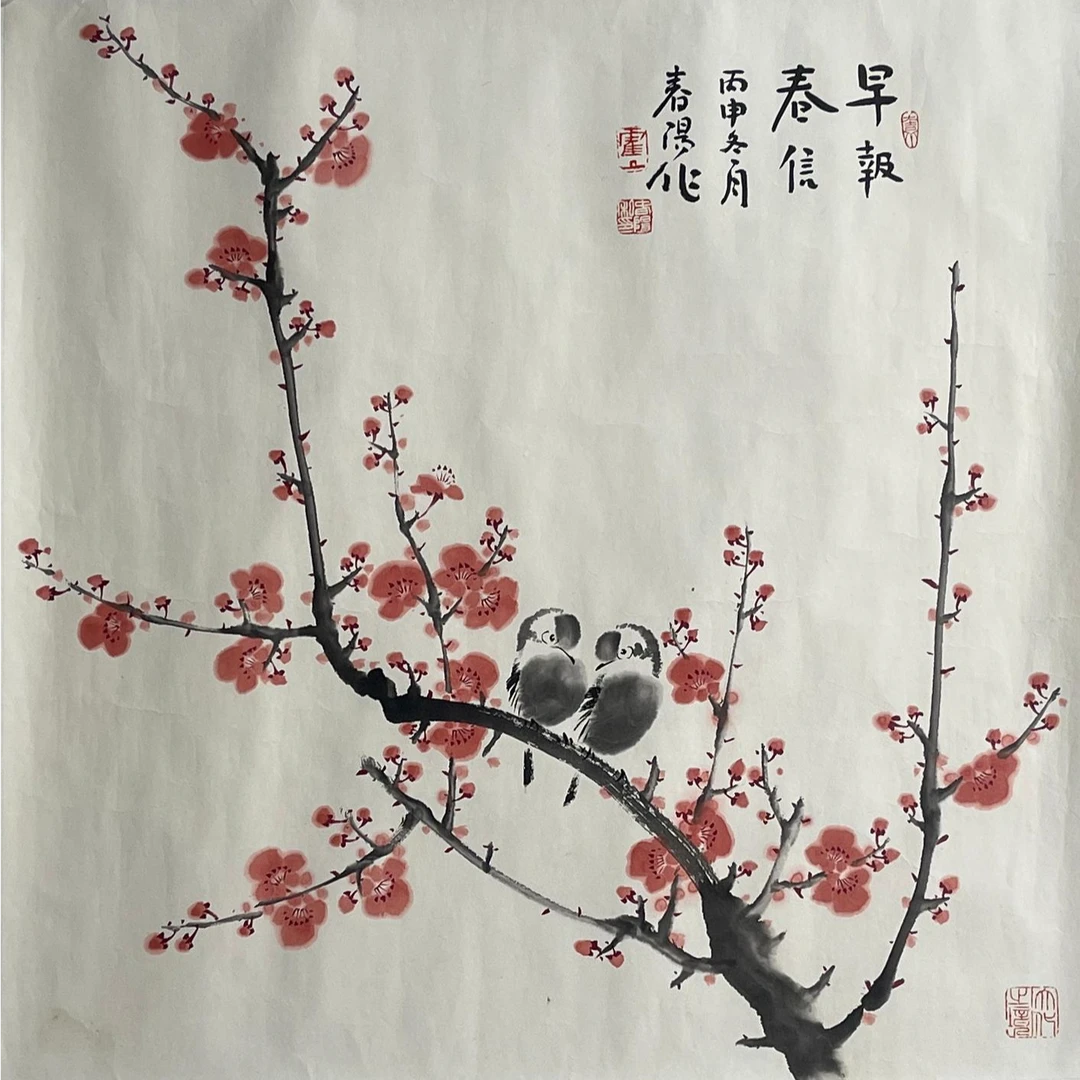 HCY-2-595霍春阳-花鸟 尺寸69*69cm 纸本托底