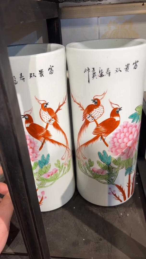 摆件瓷摆件瓷摆件富贵双寿冒桶